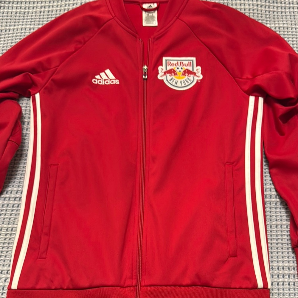 Adidas Red Bull Scarlet Jacket with White Stripes Medium